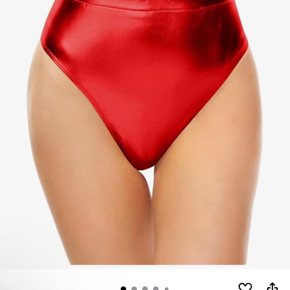 NWT Set of 2 High-Waisted Metallic Rave Booty Shorts - Red & Silver - Medium - Picture 3 of 5